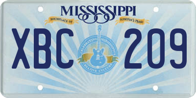 MS license plate XBC209