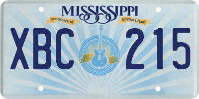 MS license plate XBC215