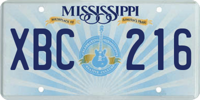 MS license plate XBC216