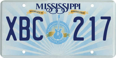 MS license plate XBC217