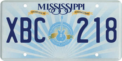 MS license plate XBC218