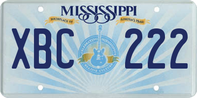 MS license plate XBC222