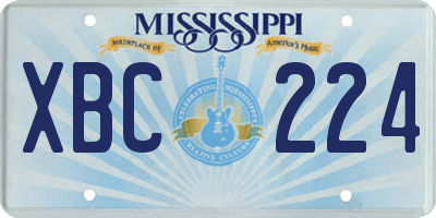 MS license plate XBC224