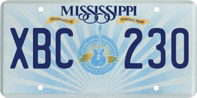 MS license plate XBC230