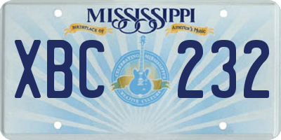 MS license plate XBC232