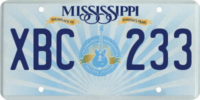 MS license plate XBC233