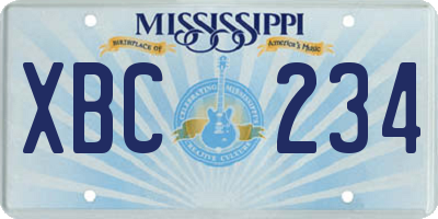 MS license plate XBC234