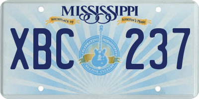 MS license plate XBC237