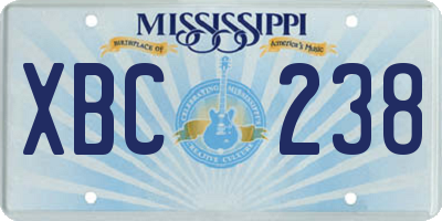 MS license plate XBC238
