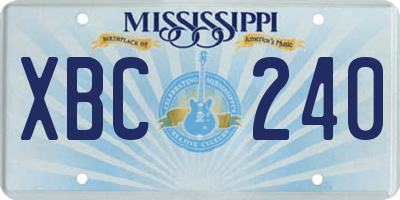 MS license plate XBC240