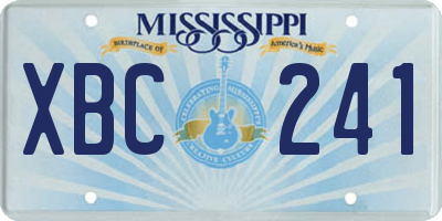 MS license plate XBC241