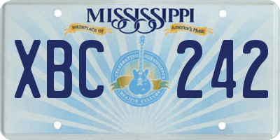 MS license plate XBC242