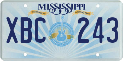 MS license plate XBC243