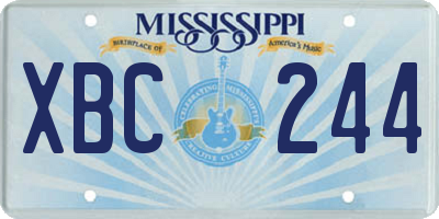 MS license plate XBC244