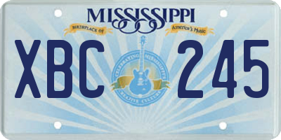 MS license plate XBC245