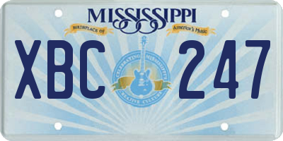 MS license plate XBC247