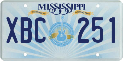 MS license plate XBC251