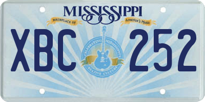 MS license plate XBC252