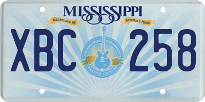 MS license plate XBC258