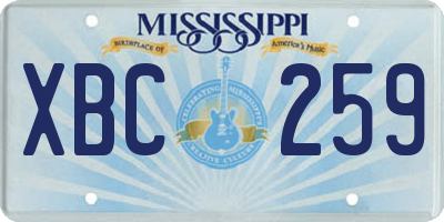 MS license plate XBC259