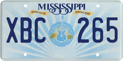 MS license plate XBC265
