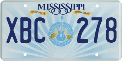 MS license plate XBC278