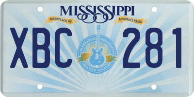 MS license plate XBC281
