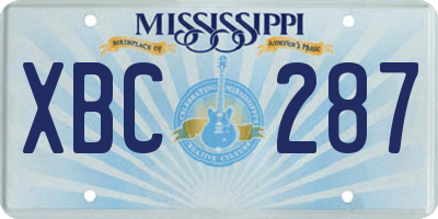 MS license plate XBC287