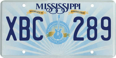 MS license plate XBC289