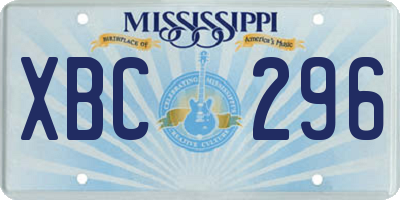 MS license plate XBC296