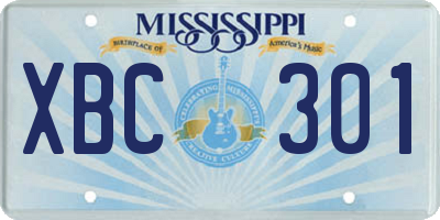 MS license plate XBC301