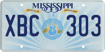 MS license plate XBC303