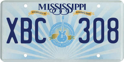 MS license plate XBC308