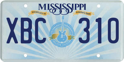 MS license plate XBC310