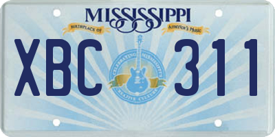 MS license plate XBC311
