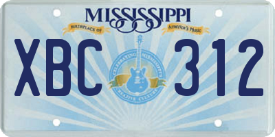 MS license plate XBC312