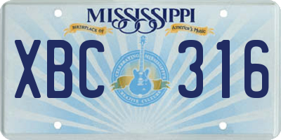 MS license plate XBC316