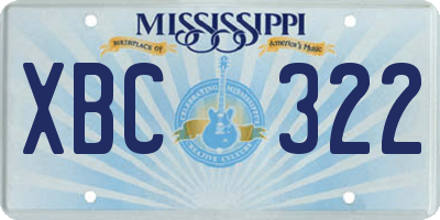 MS license plate XBC322