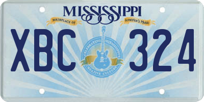 MS license plate XBC324
