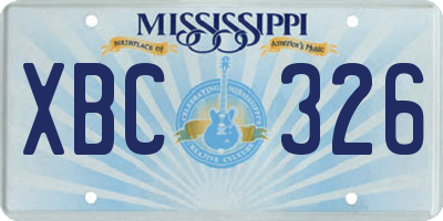 MS license plate XBC326