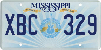 MS license plate XBC329