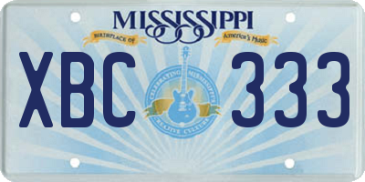 MS license plate XBC333