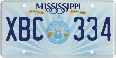 MS license plate XBC334