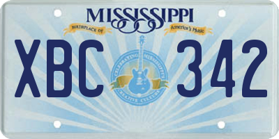 MS license plate XBC342