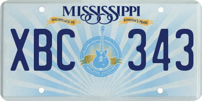 MS license plate XBC343