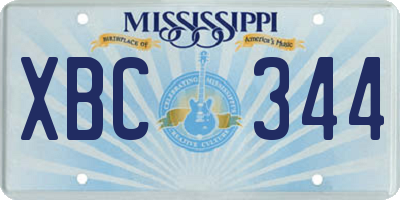 MS license plate XBC344