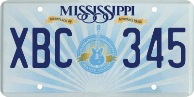 MS license plate XBC345