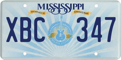 MS license plate XBC347