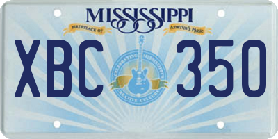 MS license plate XBC350