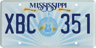 MS license plate XBC351